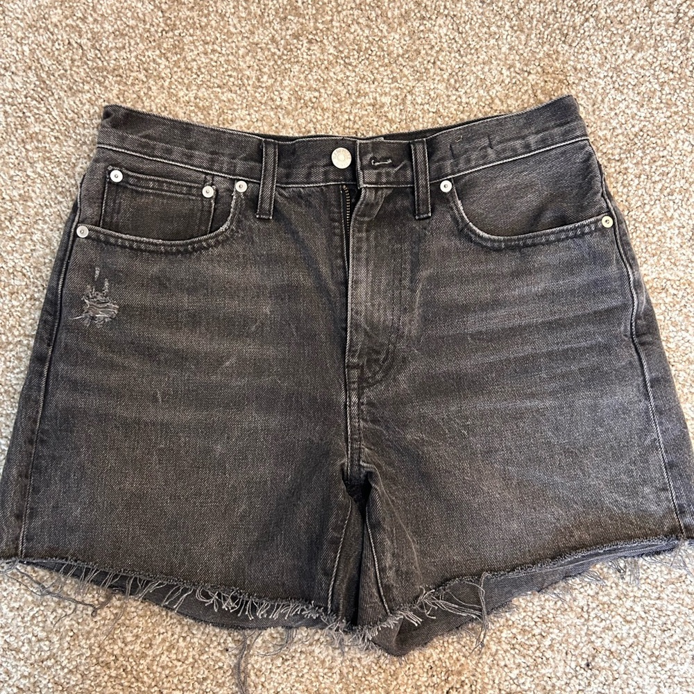 Madewell Distressed Black Jean Shorts